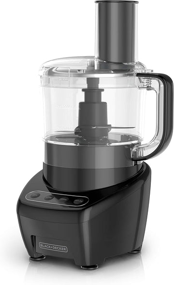 BLACK+DECKER 3-in-1 Food Processor and Chopper, 8 Cup Capacity, 450W Power with Attachments to Shred, Slice, Grind, and Puree, Stainless Steel Blades, FP4200BC