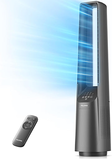 PELONIS 40" Bladeless Tower Fan - Ultra Quiet (20 dB) DC Motor, 6 Speeds, 4 Modes, Remote Control, 7H Timer, 90° Oscillation, Safe for Kids & Pets, Ideal for Bedroom, Home, Office