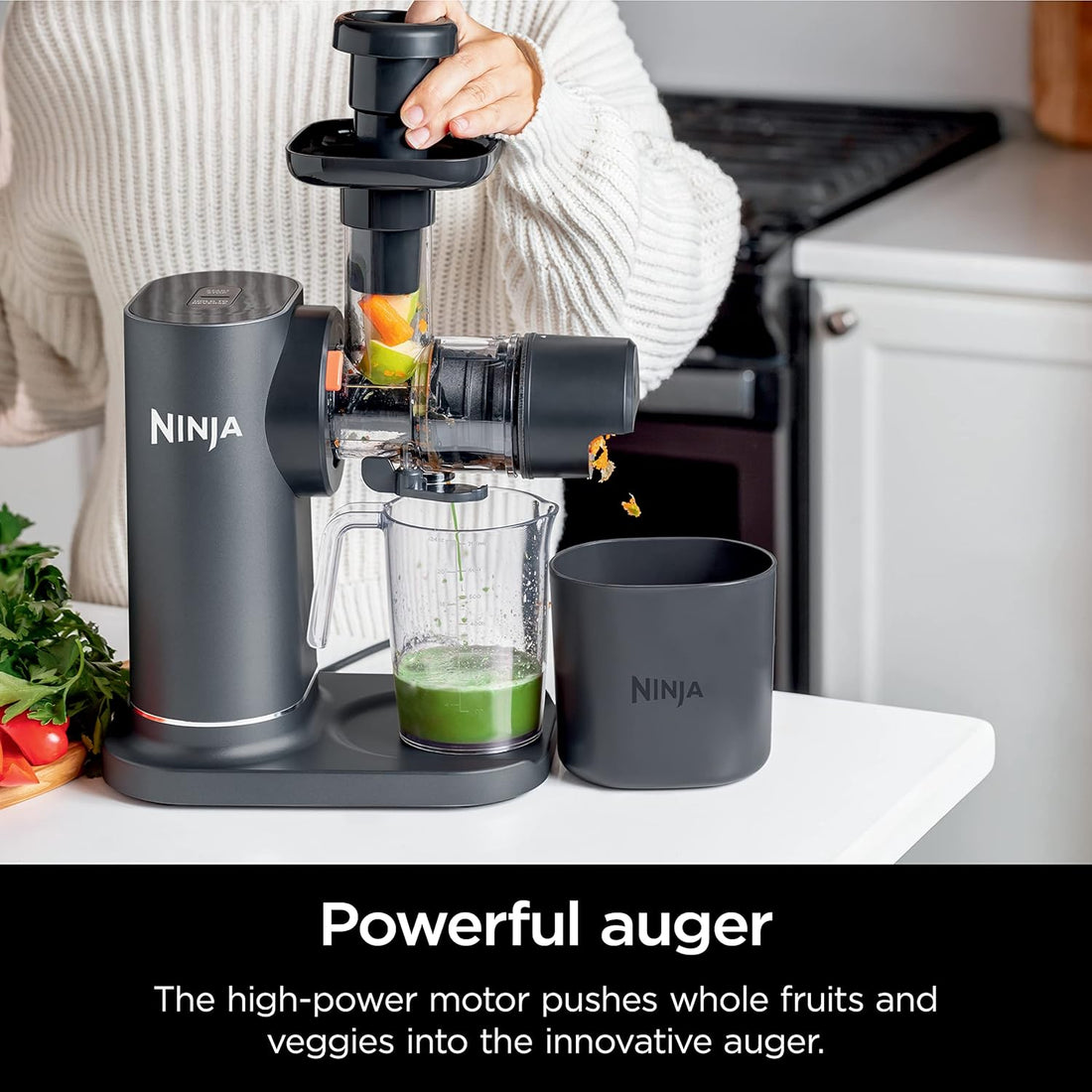 Ninja NeverClog Cold Press Juicer with 32 oz. Juice Jug and 40 oz. Pulp Container