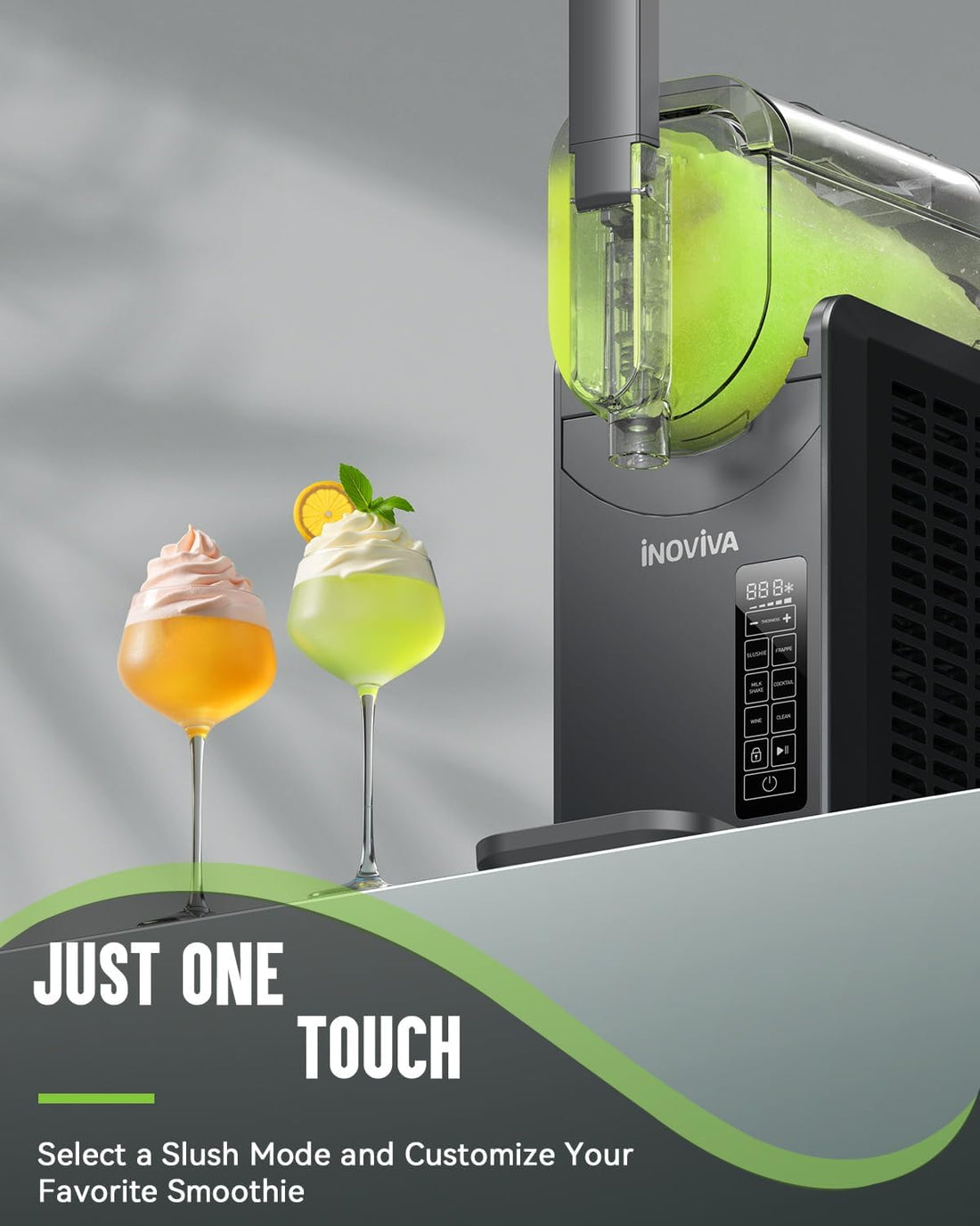 Slushie Machine, No Ice Needed, 68 oz INOVIVA Slushy Machine for Home with Self-Cleaning Function, Professional Frozen Drink Maker, 5 Preset Programs, Frozen Margaritas, Frappés, Milkshake, and More