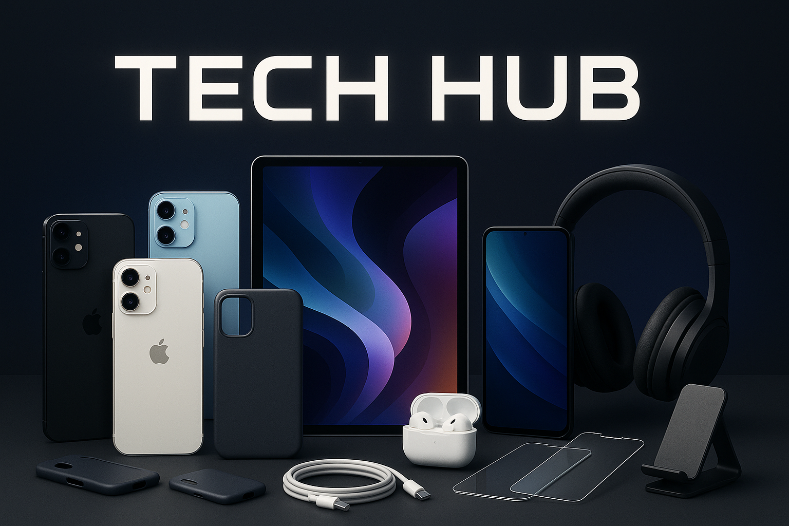 Tech Hub name with the Phones ,Tablets ,Earbuds and Phone Accessories 