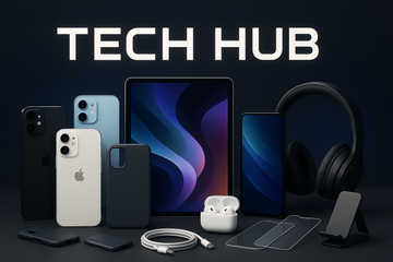 Tech Hub name with the Phones ,Tablets ,Earbuds and Phone Accessories 